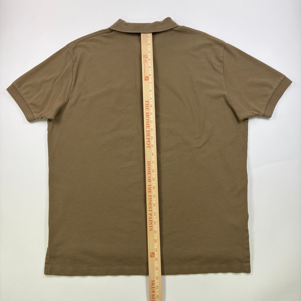 Vintage Polo Ralph Lauren Pique Polo Shirt Mens XL Tan Blue Pony Short Sleeve - Picture 6 of 7
